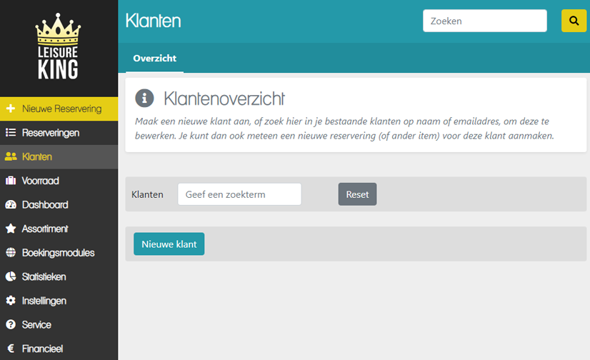 Screenshot Klanten